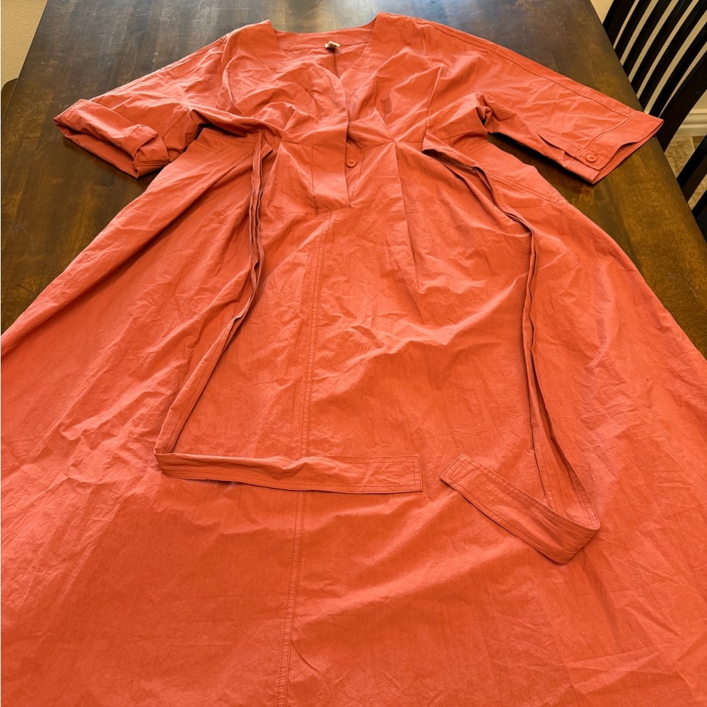 Women’s Wendy Trendy Rust Colored Dress Pockets Tie Waist OSFA